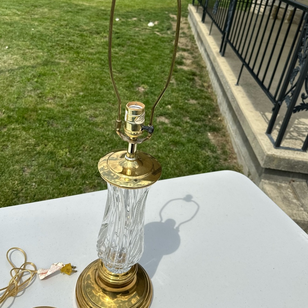 Waterford Crystal brass lamp works vintage